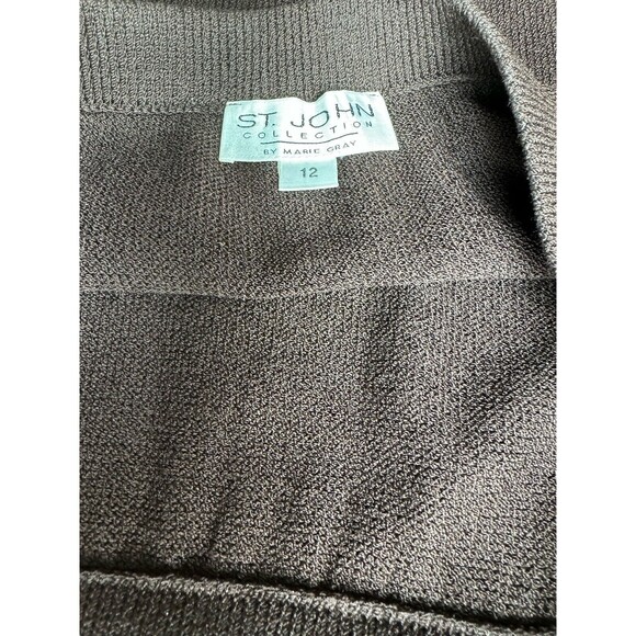 St. John‎ Collection Knit Skirt Suit Set W/ Blazer Women’s Size 12 Brown 80s/90s - Picture 4 of 16